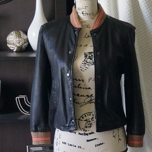 BCBG Max Azria Cropped Leather Jacket XS